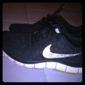 Cheetah print nike free 5.0 with crystals